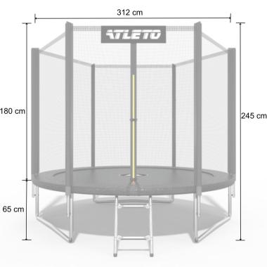 Батут детский с сеткой и стремянкой 312 см Atleto черный + подарок мячик 