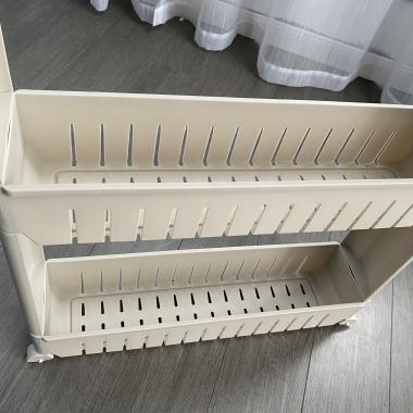 Полка этажерка для ванной на колесах бежевая Bonro B03 