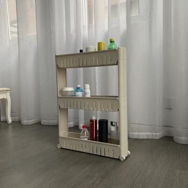 Полка этажерка для ванной на колесах бежевая Bonro B03 