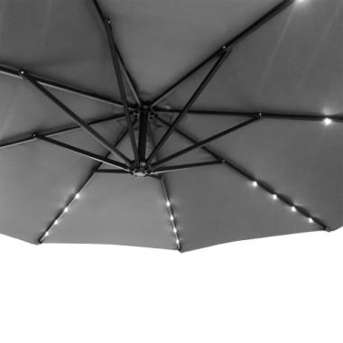  Парасоля садова з підсвіткою LED сіра Bonro B-7012LP 3м 8 спиць