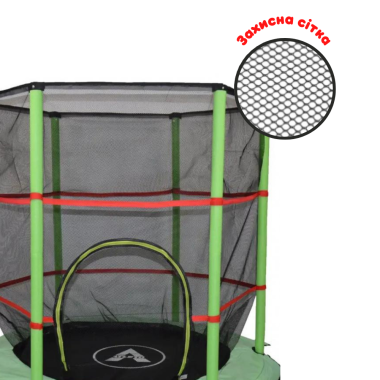 Детский батут Atleto 140 см с зеленой сеткой New 