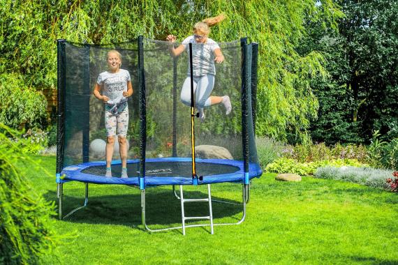 Батут FunFit 252 см с сеткой + лестница (2 места) 