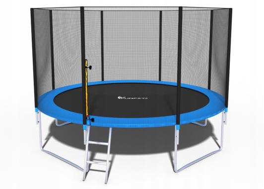 Батут FunFit 374 см с сеткой + лестница(2 места)  