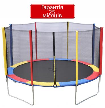 Батут Atleto 404 см с сеткой и стремянкой multikolor + подарок мячик 