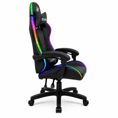  Комп'ютерне крісло Bonro Gamer з LED підсвіткою чорного кольору (B-149)
