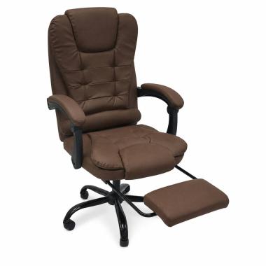  Крісло офісне на колесах Bonro B-6071 коричневий з підставкою для ніг