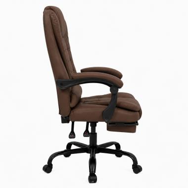  Крісло офісне на колесах Bonro B-6071 коричневий з підставкою для ніг