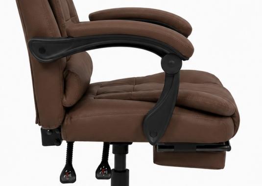  Крісло офісне на колесах Bonro B-6071 коричневий з підставкою для ніг