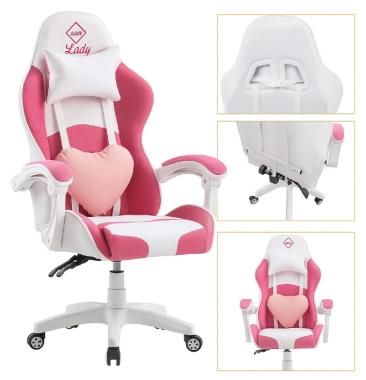 Кресло геймерское Bonro Lady 807 розово-белое 
