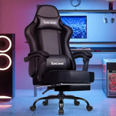  Крісло офісне з підставкою для ніг Bonro B-059 чорне