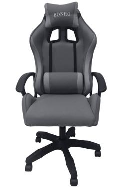 Кресло геймерское из ткани Bonro B-944 серое + 2 подушки. 