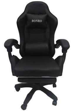  Крісло геймерське Bonro B-945 чорне з підставкою для ніг