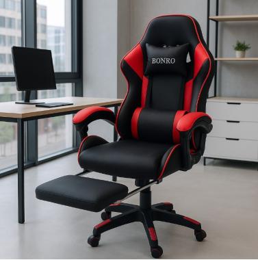  Крісло геймерське Bonro B-945 червоне з підставкою для ніг