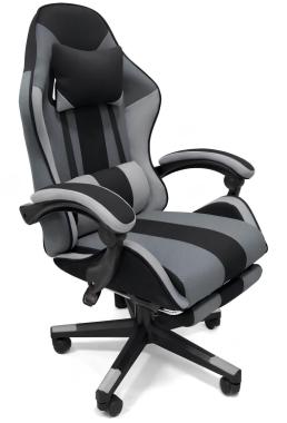 Кресло геймерское из ткани + 2 подушки Bonro B-963 черно-серое 