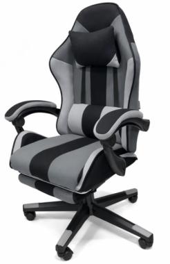 Кресло геймерское из ткани + 2 подушки Bonro B-963 черно-серое 