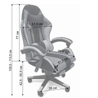 Кресло геймерское из ткани + 2 подушки Bonro B-963 черно-серое 