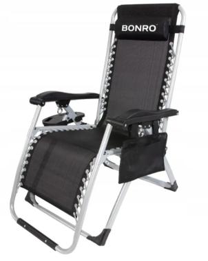 Шезлонг лежак Bonro BG-006 черный + карман (947) - уцененный товар 