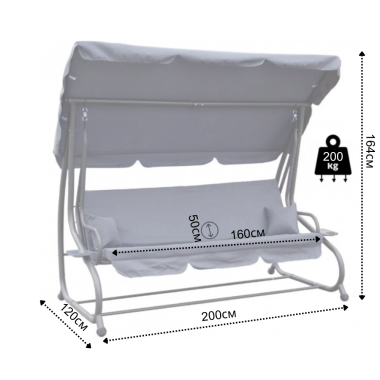 Гойдалка садовая Bonro Garden BW-002 серая 3 местная 