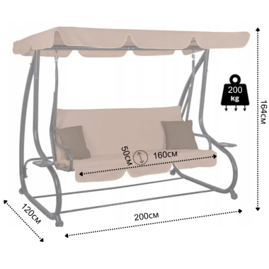 Гойдалка садовая Bonro Garden BW-002 коричневая 3 местная 