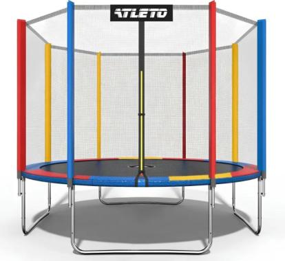 Батут Atleto 404 см с сеткой и стремянкой multikolor + подарок мячик 