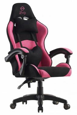 Кресло геймерское Bonro Lady 806 черно-розовое 