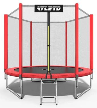  Батут дитячий з сіткою та драбинкою 312 см Atleto червоний + подарунок м'ячик