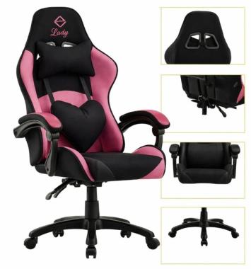 Кресло геймерское Bonro Lady 806 черно-розовое 