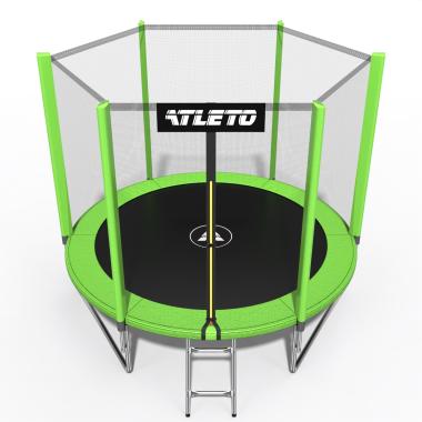  Батут дитячий з сіткою та драбинкою 252 см Atleto зелений + подарунок м'ячик